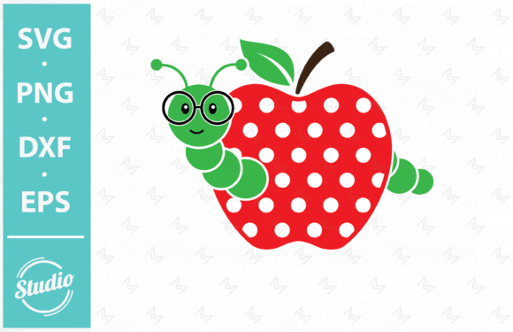 Apple and Worm Svg: Book Worm Design