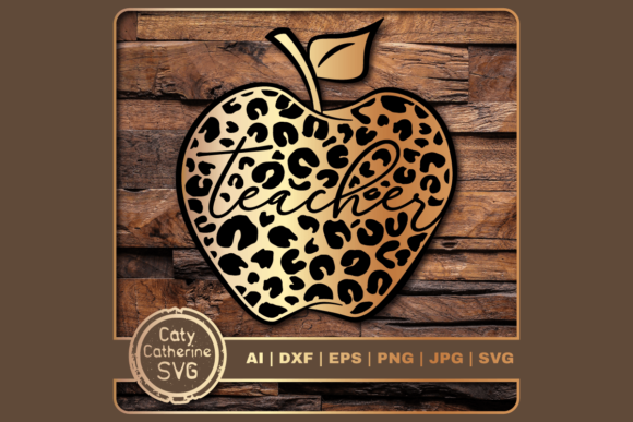 Leopard Print Teacher Appreciation Apple for Crafts and Graphics