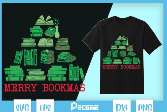 Merry Bookmas Teacher Christmas Graphics for Crafts and Creative Projects