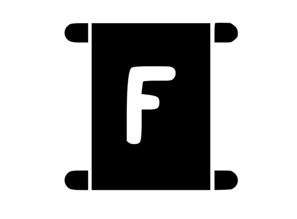 Old Scroll with Playful Mono F: Graphics and Crafts Fusion