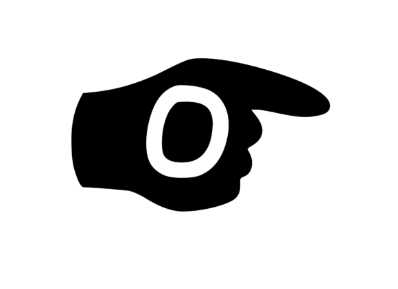 Pointing Hand with Playful Mono O