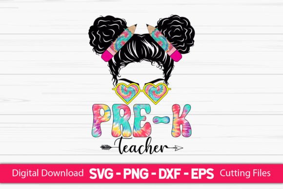 Pre-k Teacher Messy Bun SVG – A Playful Graphic Design Asset for Creative Publishers