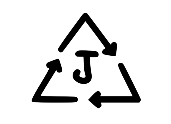 Recycle Symbol with Playful Mono J