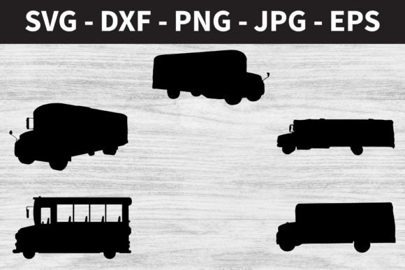 School Bus Silhouettes for Graphics and Crafts